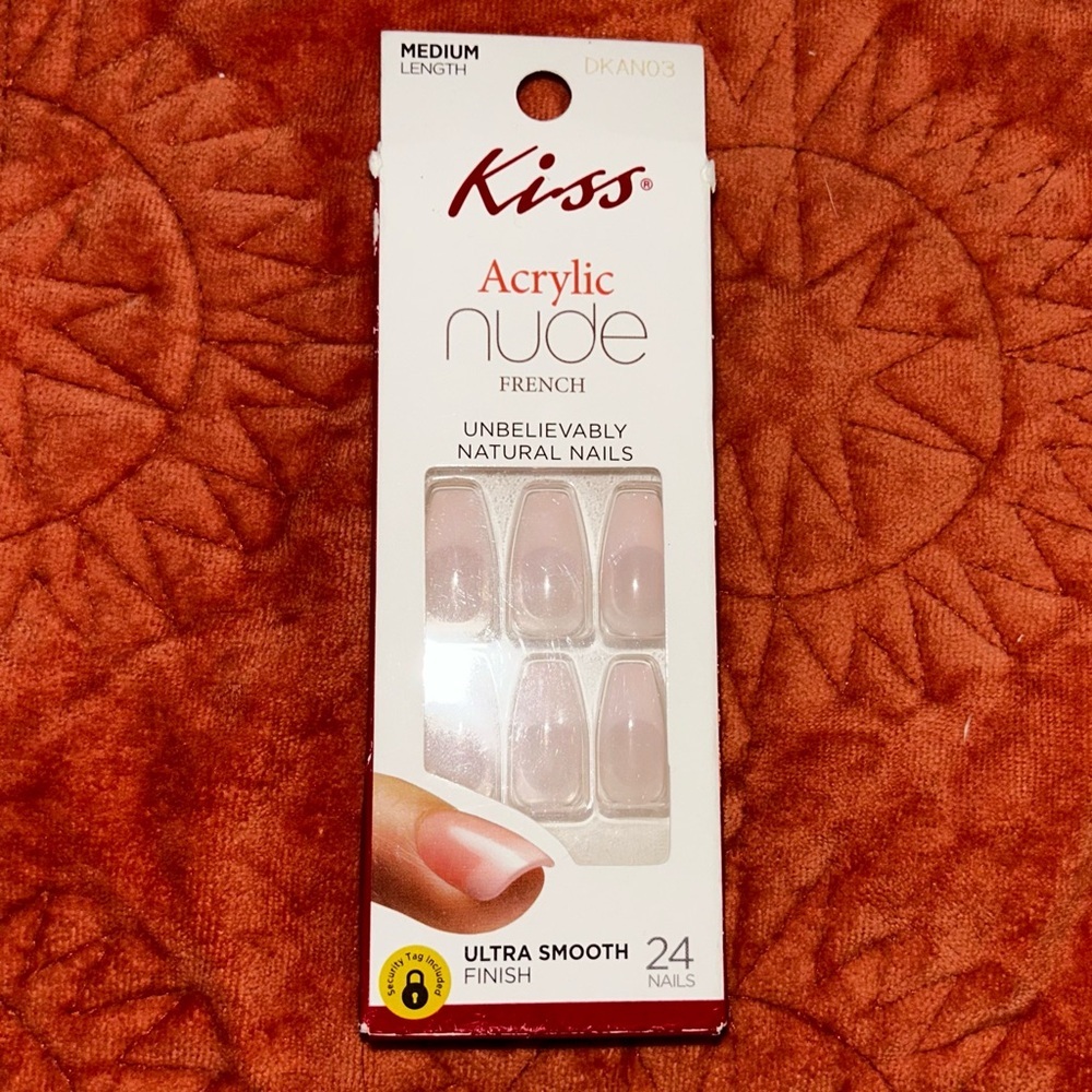 KISS Acrylic Nude French Nails | Medium Length | 24-Count | New in Box